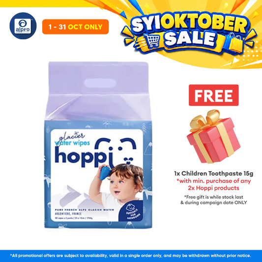 Hoppi Glacier Water Wipes 80 X 2s
