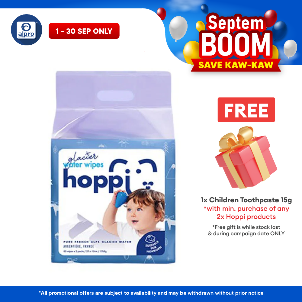 Hoppi Glacier Water Wipes 80 X 2s Hoppi