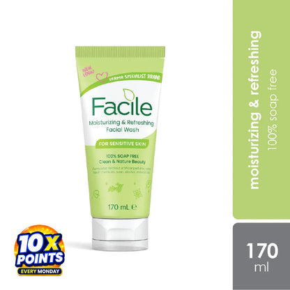 GSO Facile Moisturizing & Refreshing Facial Wash 170ml | 100% Soap Free Gentle Facial Wash