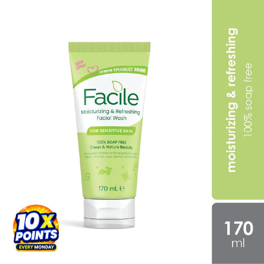 GSO Facile Moisturizing & Refreshing Facial Wash 170ml | 100% Soap Free Gentle Facial Wash