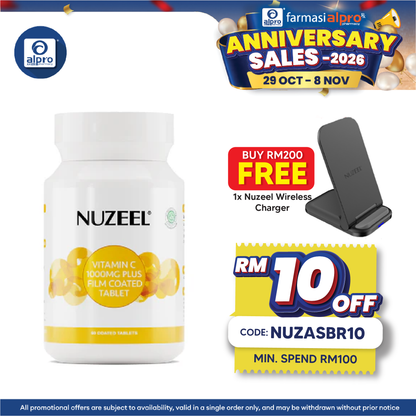 Nuzeel Vitamin C 1000mg Plus Film Coated Tablet 60s | Maintain Overall Health
