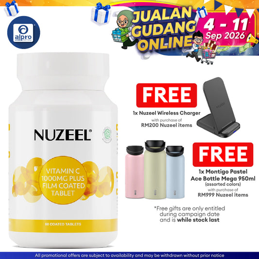 Nuzeel Vitamin C 1000mg Plus Film Coated Tablet 60s | Maintain Overall Health Nuzeel