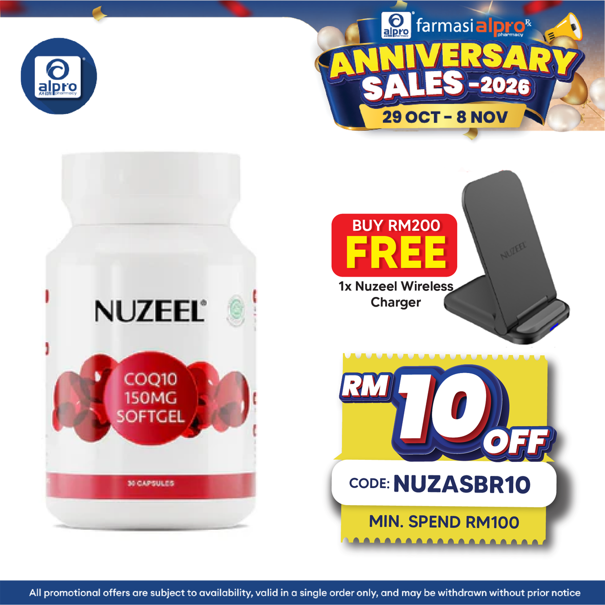Nuzeel Coq10 150mg Softgel 30s | Reduce Oxidative Stress & Inflammation