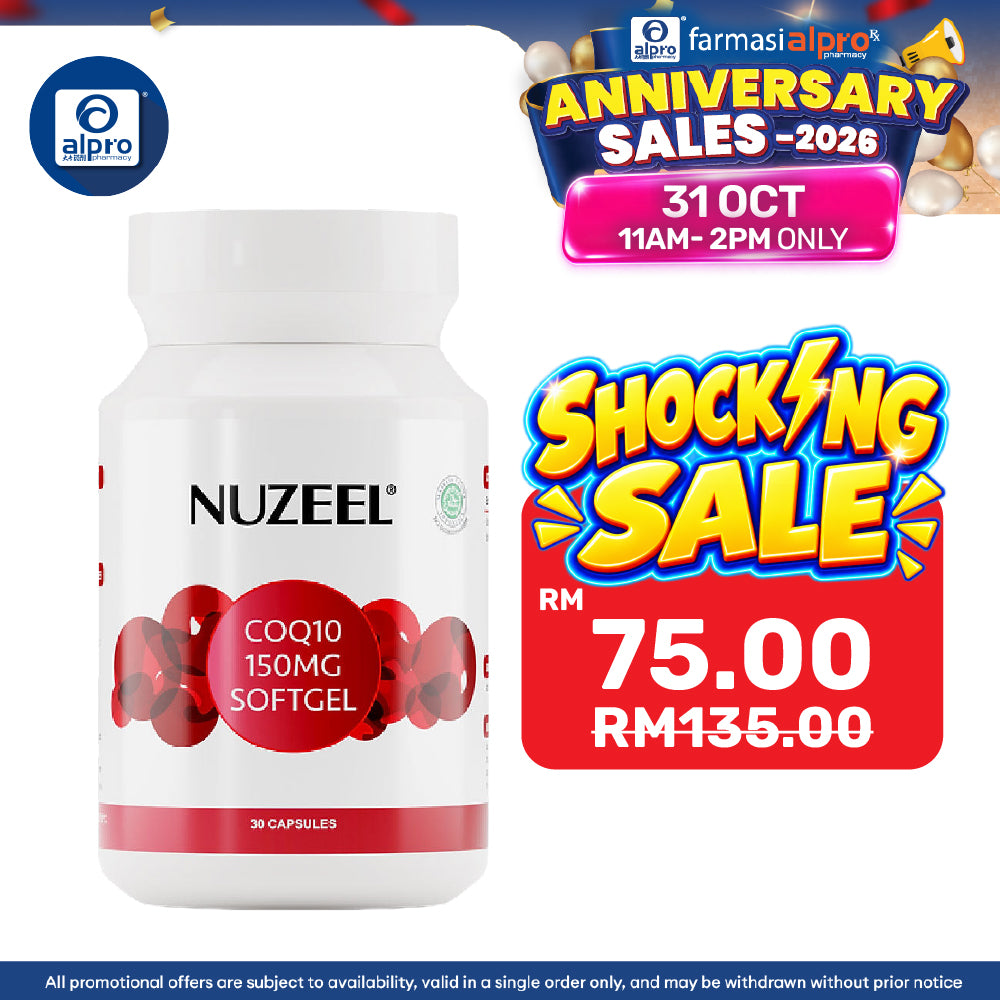 Nuzeel Coq10 150mg Softgel 30s | Reduce Oxidative Stress & Inflammation