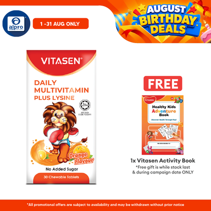 Vitasen Daily Multivitamin Plus Lysine (Chocolate / Orange) 30S | Improve Appetite Vitasen