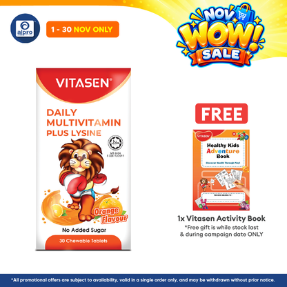 Vitasen Daily Multivitamin Plus Lysine (Chocolate / Orange) 30S | Improve Appetite
