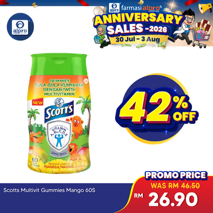 Scotts Multivit Gummies Mango 60s | Provides High Zinc Scotts