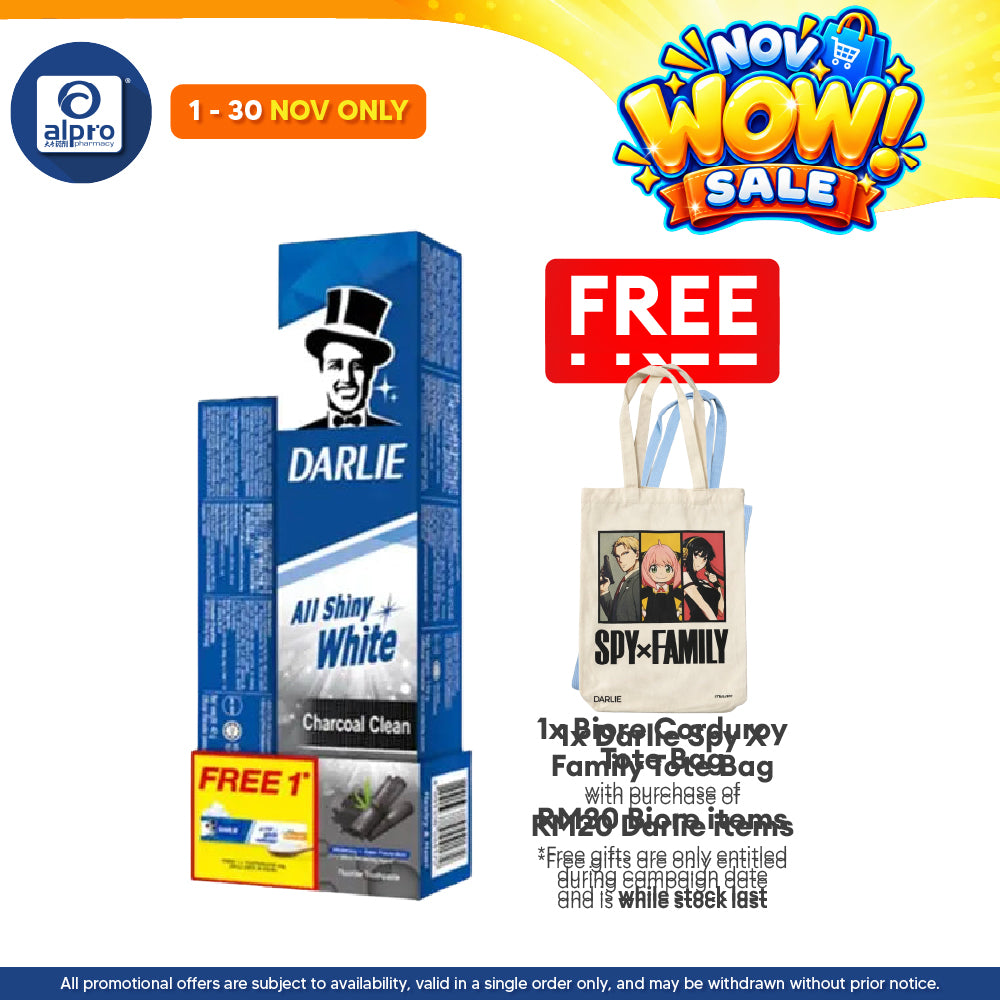 Darlie All Shiny White Charcoal Clean 140g Free Baking Soda 40g