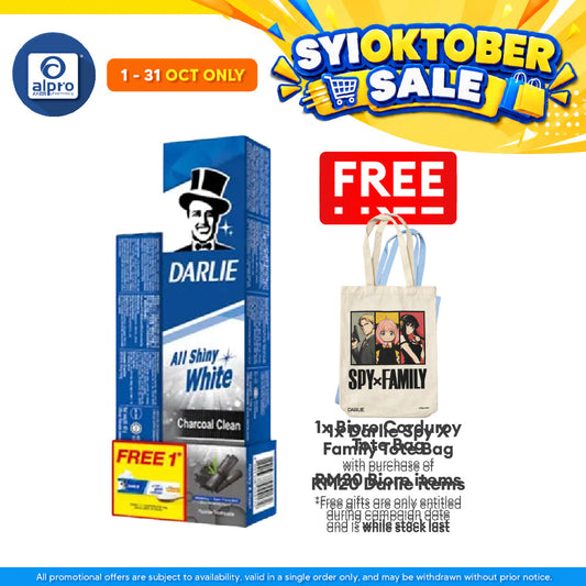 Darlie All Shiny White Charcoal Clean 140g Free Baking Soda 40g