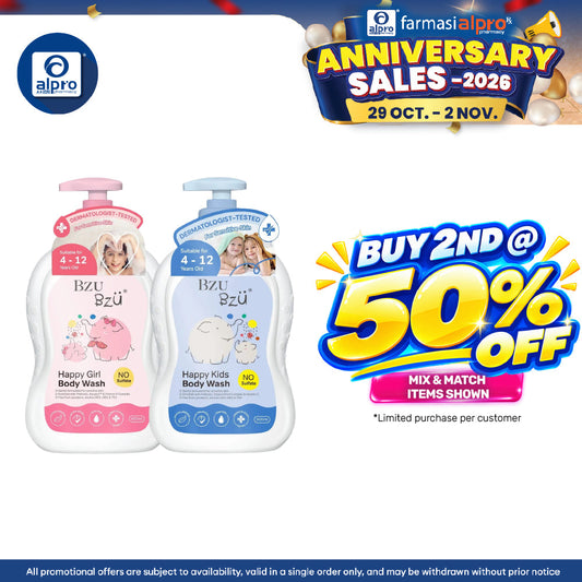Bzu Bzu Kids (Happy Girl/ Happy Kids) Body Wash 600mL | With Prebiotic & Vitamin B