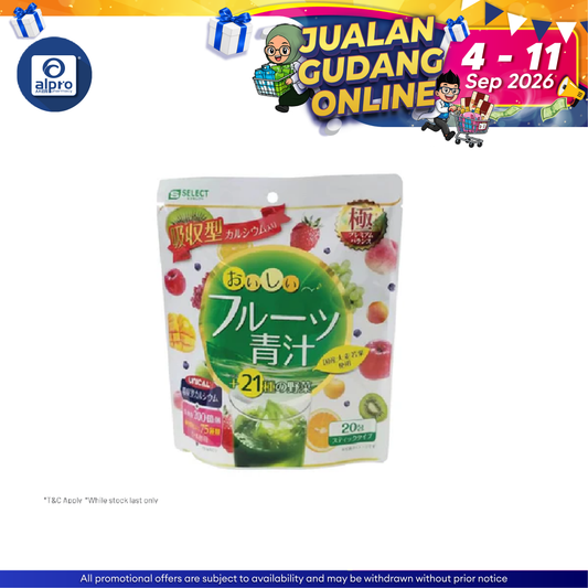 Sugi S Select Oishi Apple Mango Flavor Fruits Green Juice 20s | With Absorbable Calcium & 20 Billions Probiotics Peptide, Sugi