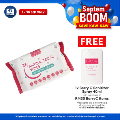 Berry C Antibacterial Wipe 30s | Kills 99.9% of Germs & Bacteria Berry C