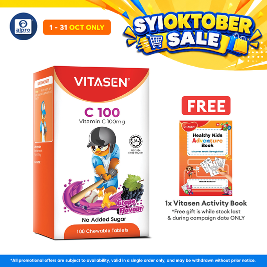 Vitasen C 100mg (Grape/ Orange) 100s | Promotes Healthy Bones & Teeth