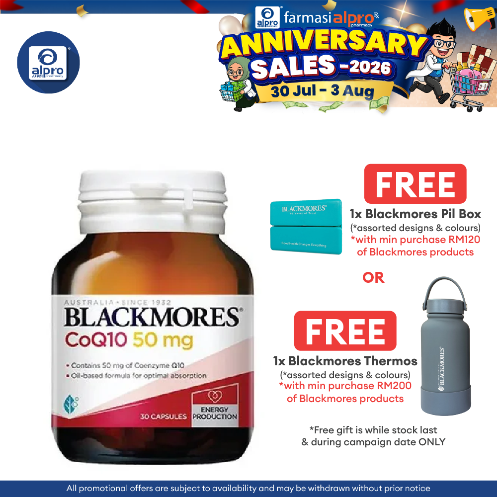 Blackmores CoQ10 50mg 30s | Enhance Energy Production Blackmores