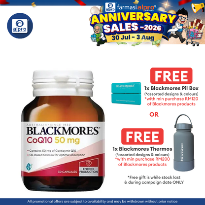 Blackmores CoQ10 50mg 30s | Enhance Energy Production Blackmores