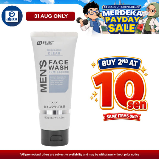 Sugi S Select Men's Face Wash Sumi & Scrub 130g | Remove Old Keratin & Skin Dirt S Select, Sugi