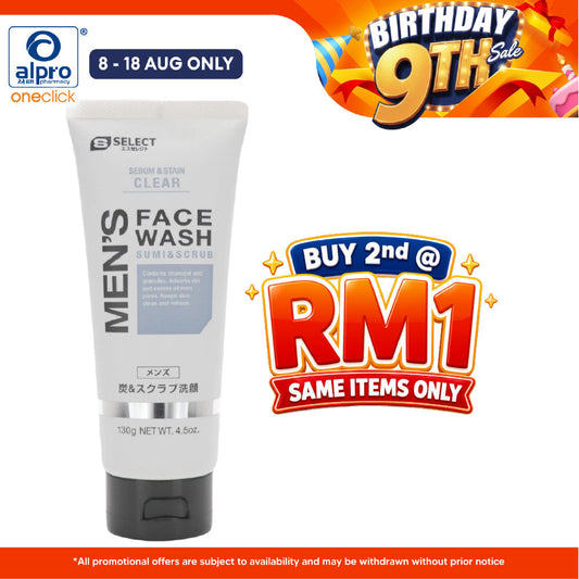 Sugi S Select Men's Face Wash Sumi & Scrub 130g | Remove Old Keratin & Skin Dirt S Select, Sugi