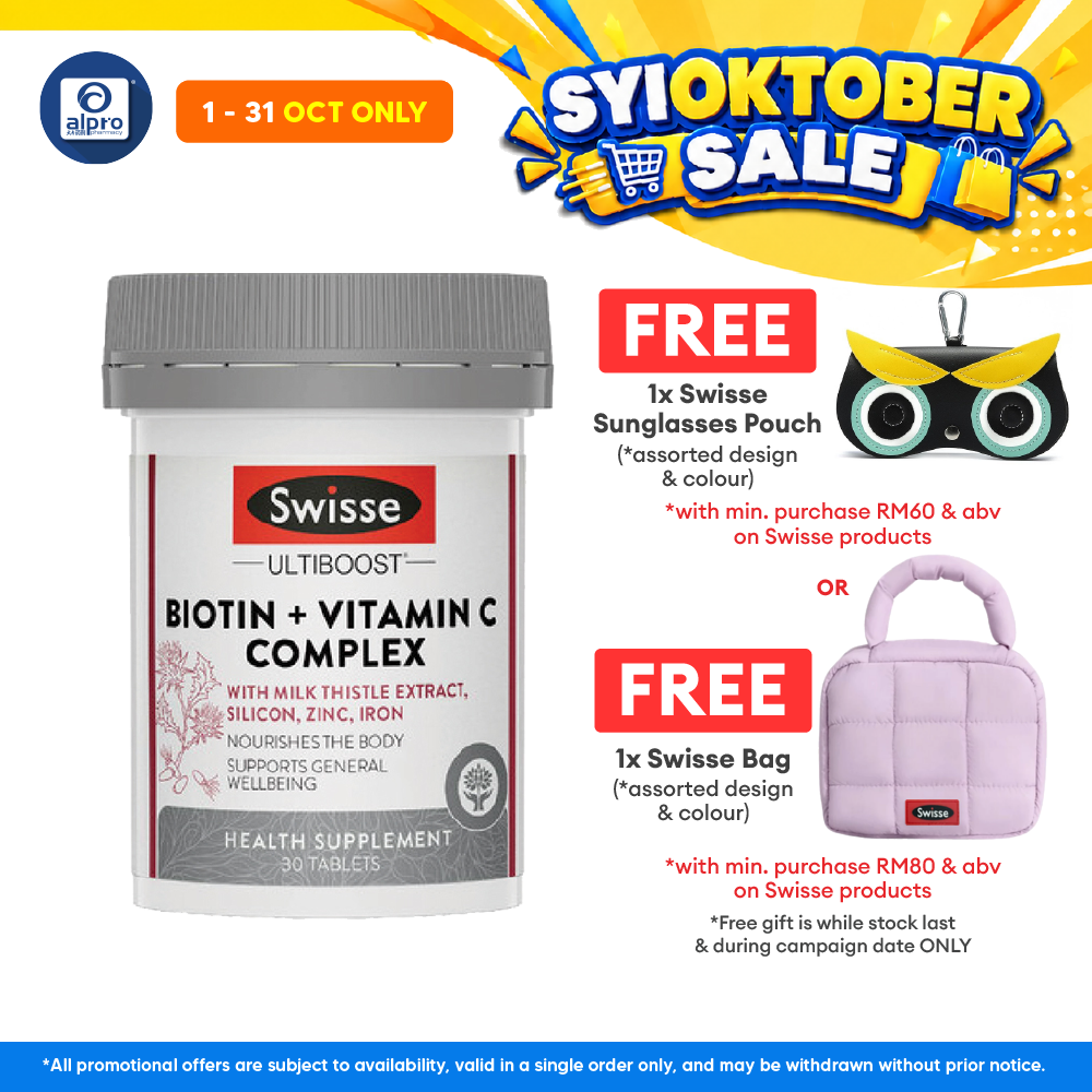 Swisse Ultiboost Biotin + Vitamin C Complex 30s | Helps In Collagen Formation