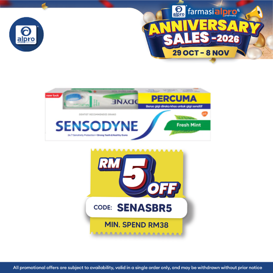 Sensodyne Fresh Mint Toothpaste 100g FREE Toothbrush | Relieve Sensitivity