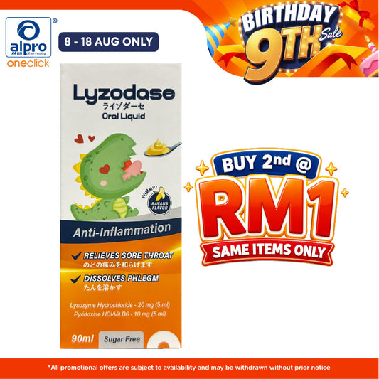 Lyzodase Oral Liquid 90ml | Relieve Sore Throat Lyzodase