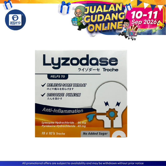 Lyzodase Troche 18 x 10s | Relieve Sore Throat Lyzodase