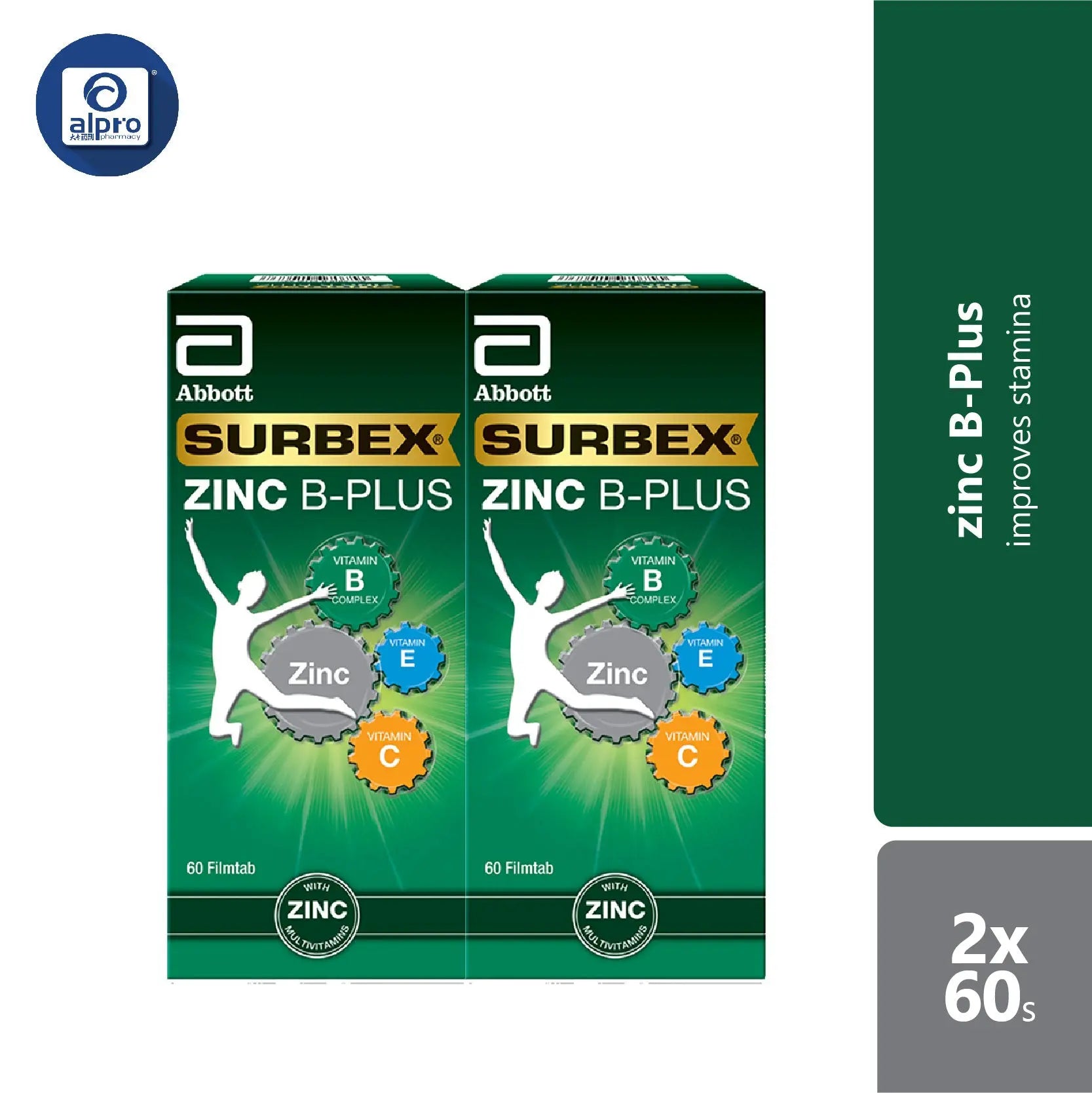 Abbott Surbex Zinc B-plus 2x60s | Increasing Energy Levels and Stamina Abbott Surbex