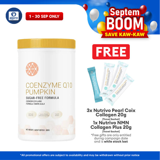 Nutrivo Premium Coenzyme Q10 Pumpkin Nutrition drink (Sugar Free) 500g | For Heart Health & Antioxidants Nutrivo