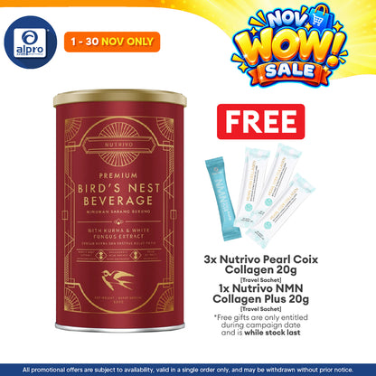 Nutrivo Premium Bird's Nest Beauty Beverage 500g | With Kurma & White Fungus Extract