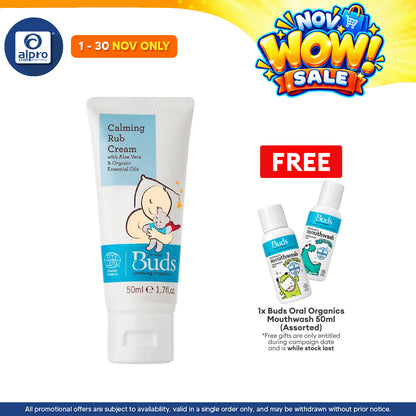 Buds Soothing Organics Calming Rub Cream 50ml | Soothes and Calming