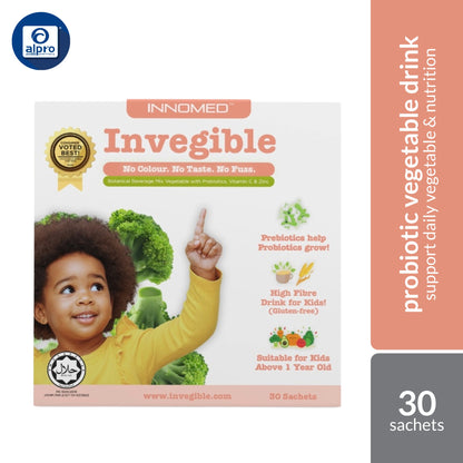 Innomed Invegible Botanical Beverage Mix Vegetable with Prebiotics, Vitamin C & Zinc 30s | Support Daily Green Nutrition