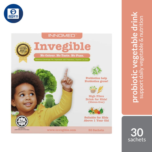 Innomed Invegible Botanical Beverage Mix Vegetable with Prebiotics, Vitamin C & Zinc 30s | Support Daily Green Nutrition