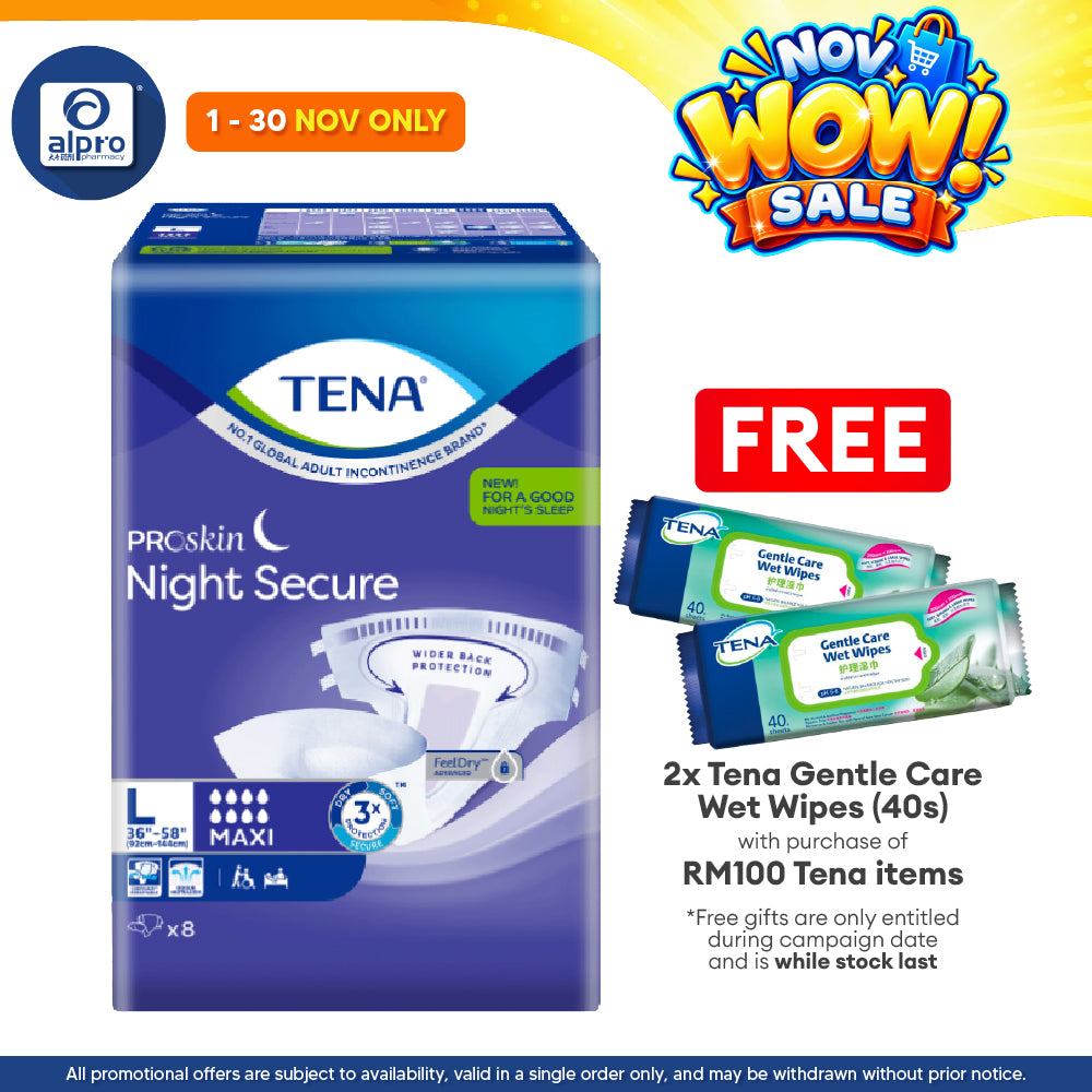 Tena Proskin Night Secure L 8s | Anti Leakage