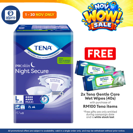 Tena Proskin Night Secure L 8s | Anti Leakage
