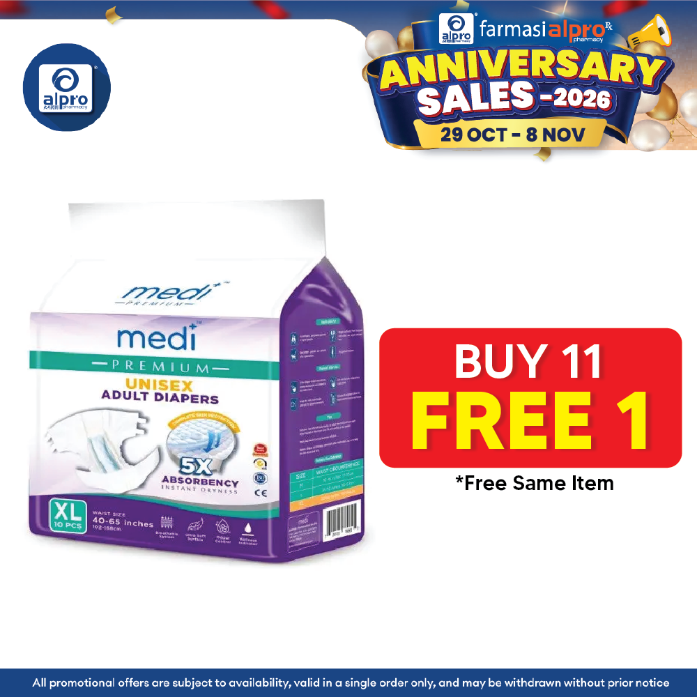 Medi Premium Unisex Adult Diapers (XL) 10s | 5X Absorbency