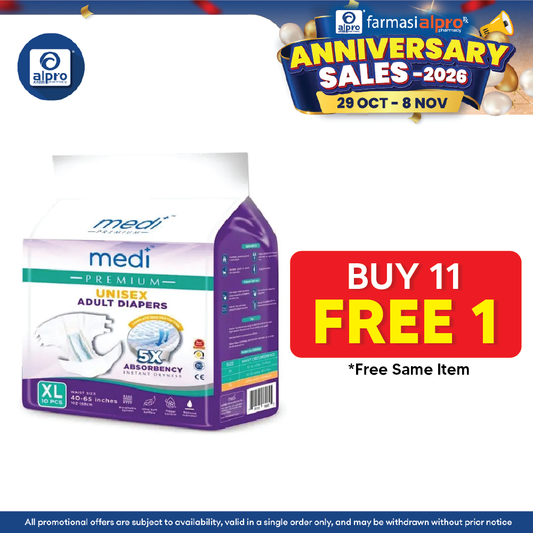 Medi Premium Unisex Adult Diapers (XL) 10s | 5X Absorbency