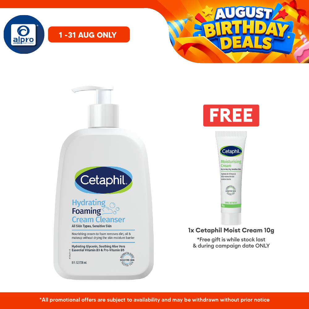 Cetaphil Hydrating Foaming Cream Cleanser 236ml | Hydrates And Soothes The Skin Cetaphil