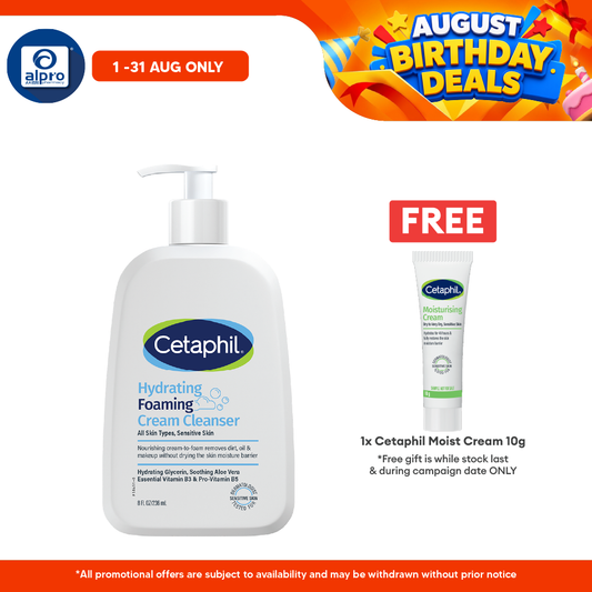 Cetaphil Hydrating Foaming Cream Cleanser 236ml | Hydrates And Soothes The Skin Cetaphil