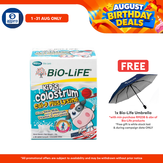 Bio-life Kids Colostrum Cal D+ Lysine 30s Bio-life
