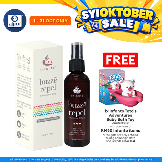 Infanto Buzze Repel Plant Based Oil Spray 100ml | Natural Plant Extract Insect Repellent