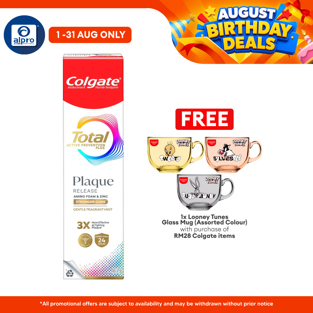 Colgate Total Plaque Release Toothpaste 95g (Gentle Fragrant Mint / Reviving Cool Mint) | Fight Plaque 3x Harder Colgate