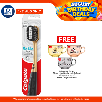 Colgate Easy Comfort Charcoal Spiral Super Soft Toothbrush 1s | Bi-level Design Helps Whiten Teeth Colgate