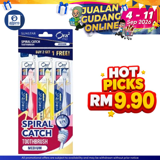 Sunstar Ora2 Me Spiral Catch Toothbrush Head Value Pack Medium 3s Sunstar