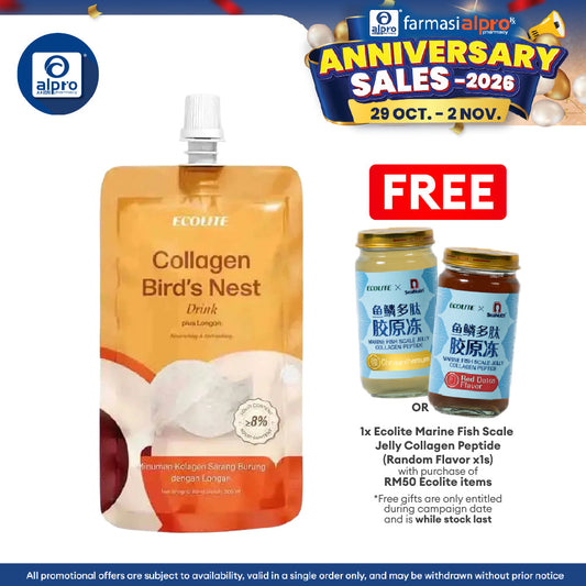 Ecolite Collagen Bird's Nest Drink 200ml | Lychee & Rose Syrup / Longan