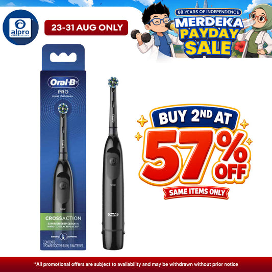 Oral-B Pro Battery Toothbrush Cross Action Black 1s | Battery Powered Electric Toothbrush Oral B