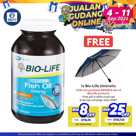 Bio-Life Omega 3 Fish Oil 1000mg 200s | Maintain Heart Health [Expiry 08/24] Bio-life