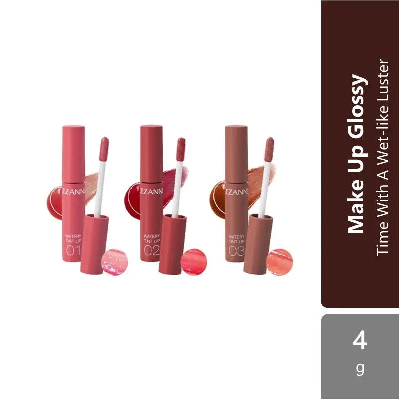 Cezanne Watery Tint Lip (01 Natural Pink/ 02 Coral Red/ 03 Beige Brown) | Long Lasting and Non Sticky Cezanne