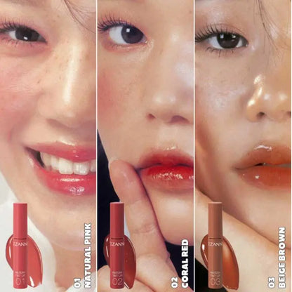 Cezanne Watery Tint Lip (01 Natural Pink/ 02 Coral Red/ 03 Beige Brown) | Long Lasting and Non Sticky Cezanne