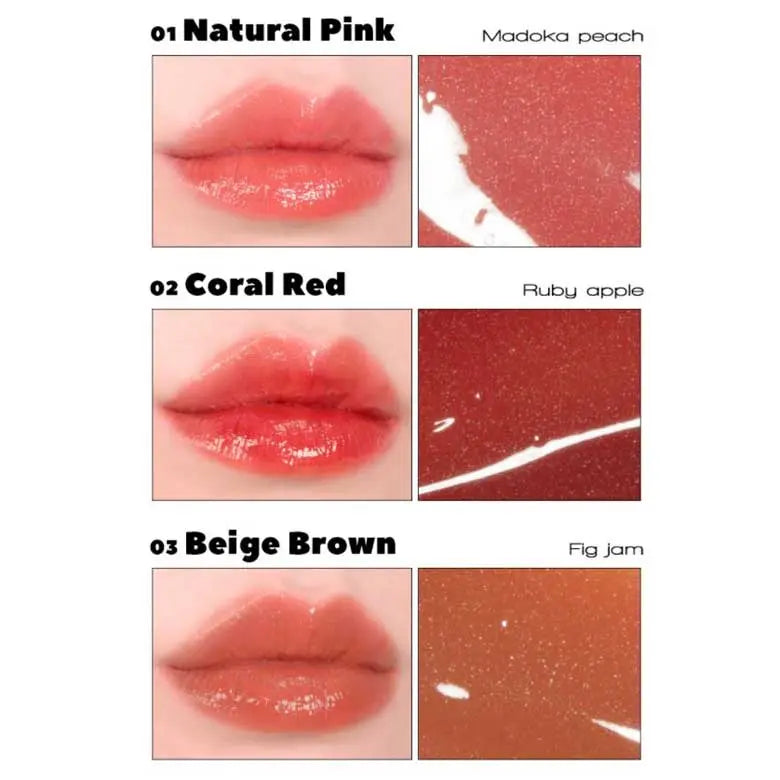 Cezanne Watery Tint Lip (01 Natural Pink/ 02 Coral Red/ 03 Beige Brown) | Long Lasting and Non Sticky Cezanne