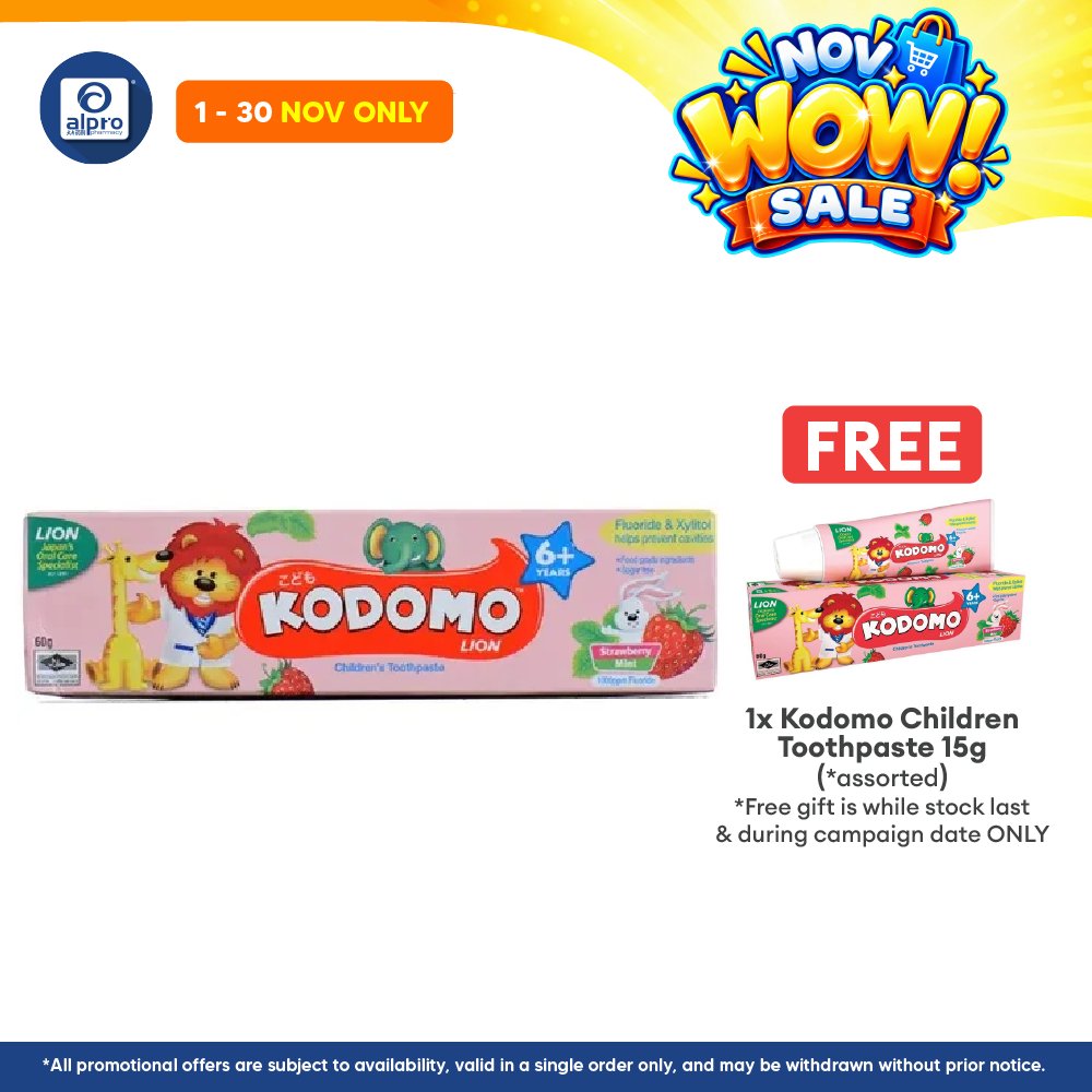 Kodomo Lion 6 Plus Strawberry Mint 60g | Restore Minerals & Repair Early Caries