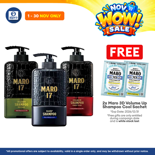 Maro17 Shampoo 350ml (Black Plus/ Mild Wash/ Perfect Wash) | Protecting Hair From UV Rays